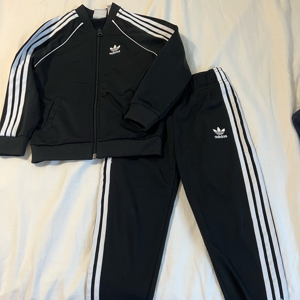 Adidas Kids Black and White Sweatpants Set